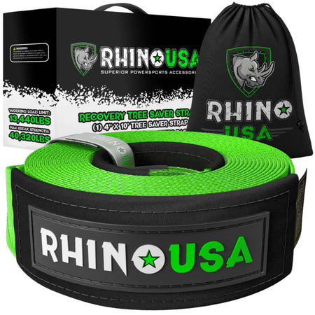 Rhino USA Recovery Tree Saver Strap 4Inx10Ft (Green)