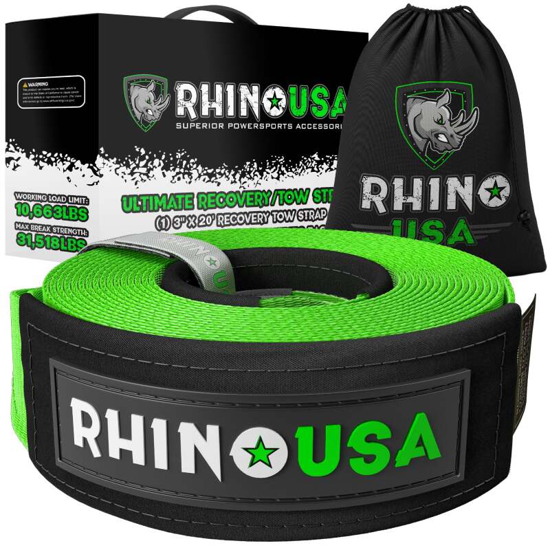 Rhino USA Recovery Tree Saver Strap 3Inx8Ft (Black)
