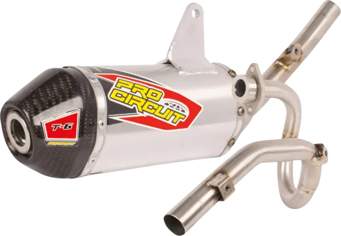PRO CIRCUIT T-6 Exhaust System - Stainless Steel/Carbon Fiber - KLX 140 0122014FT