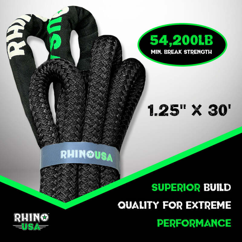 Rhino USA Kinetic Energy Recovery Rope (1.25In X 30Ft) Black