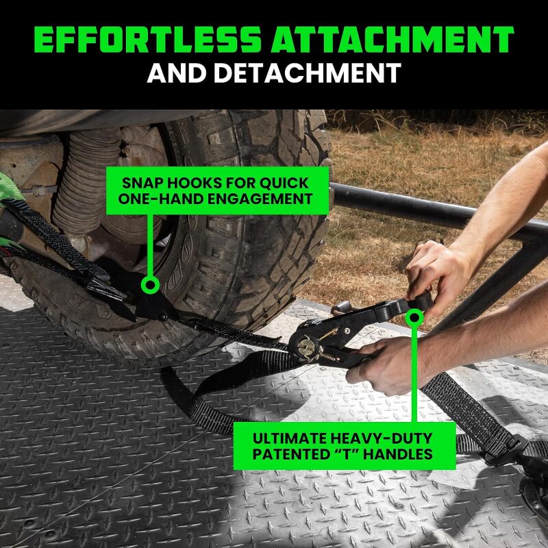 Rhino USA Heavy Duty Vehicle Tie Down Kit (Snap Hook)