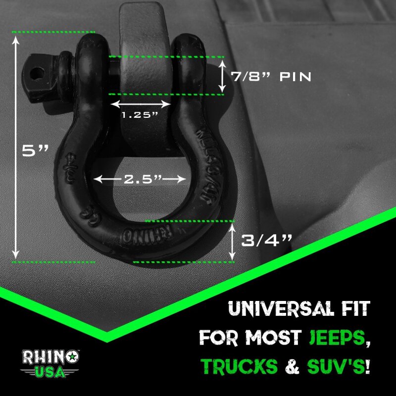 Rhino USA 30Ft Tow Strap/Shackles Combo