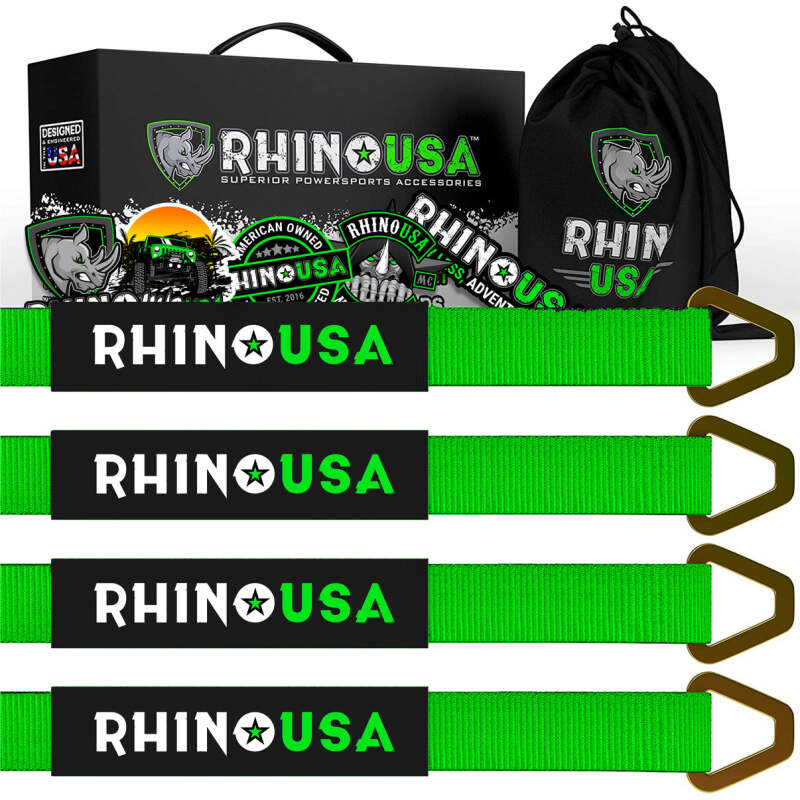 Rhino USA Axle Tie Down Straps (4-Pack) 2In X 38In - Black