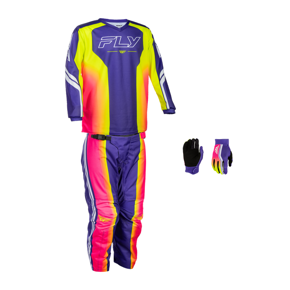 Fly Racing Youth F-16 Raze Combo Kit - Purple/Red/Yellow