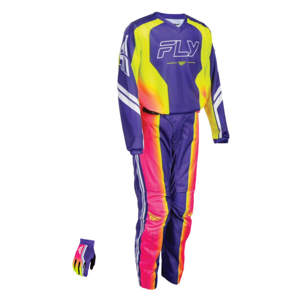 Fly Racing Youth F-16 Raze Gearset - Purple/Red/Yellow