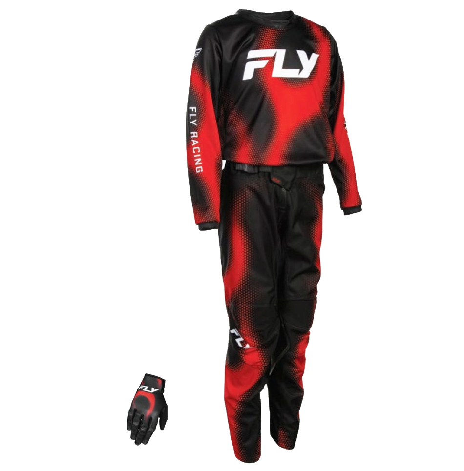 Fly Racing Youth Kinetic Torch Gearset  - Black/Red/White