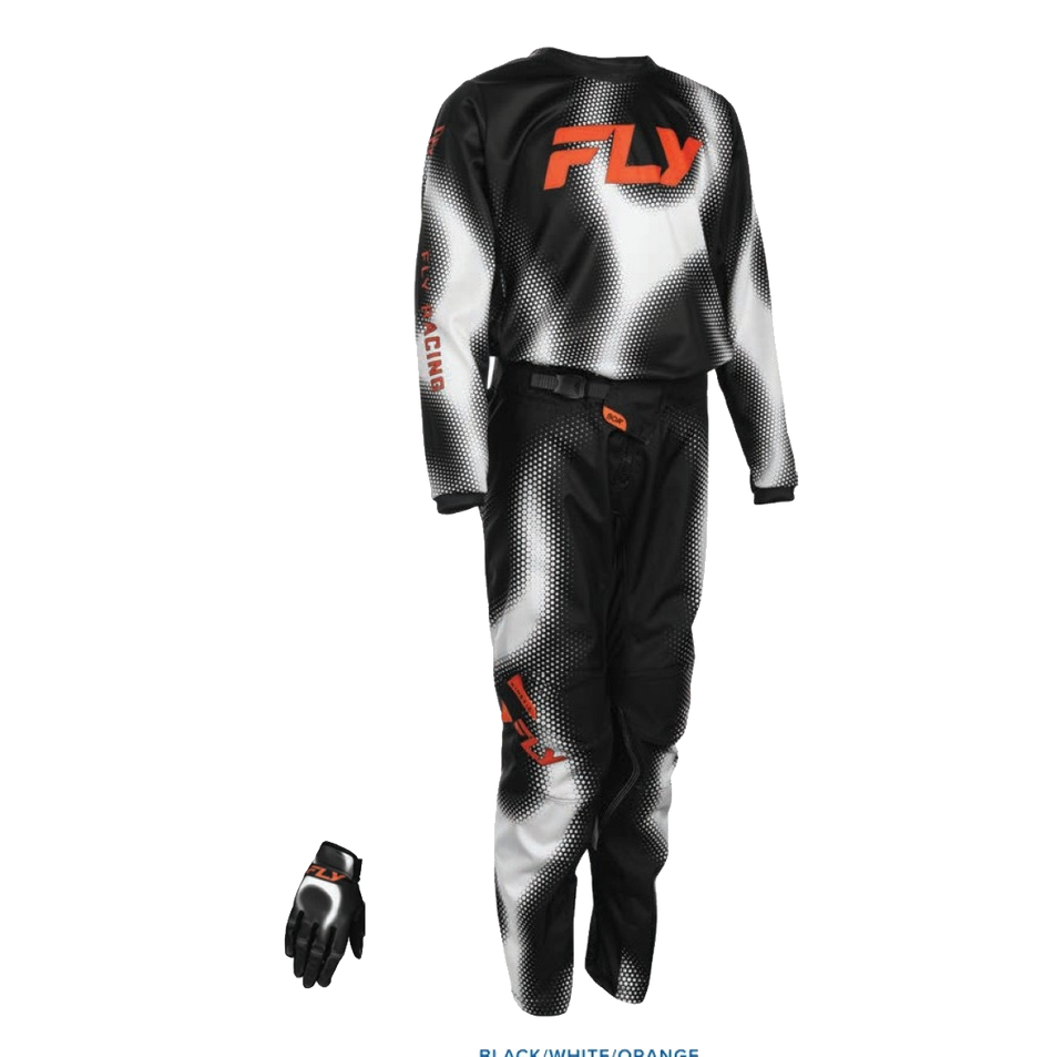 Fly Racing Youth Kinetic Torch Gearset - Black/White/Orange