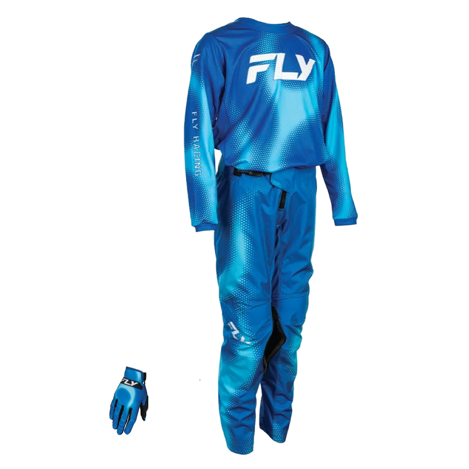 Fly Racing Youth Kinetic Gearset - Light Blue / Blue