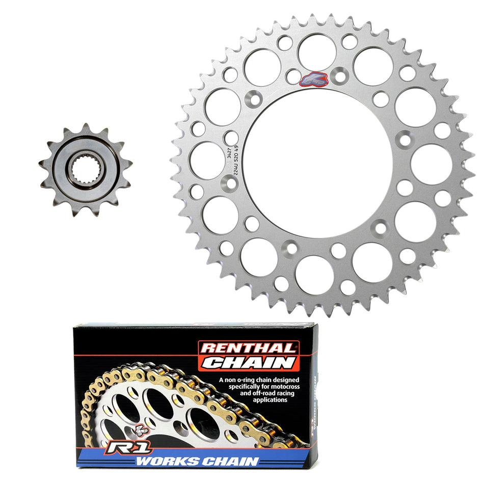Renthal Ultralight Front & Rear Sprocket & R1 or R3 Chain &  Kit Yamaha YZ250F(X) & 2005+ YZ125(X) 2T