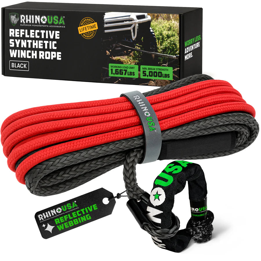 Rhino USA Reflective Synthetic Winch Rope