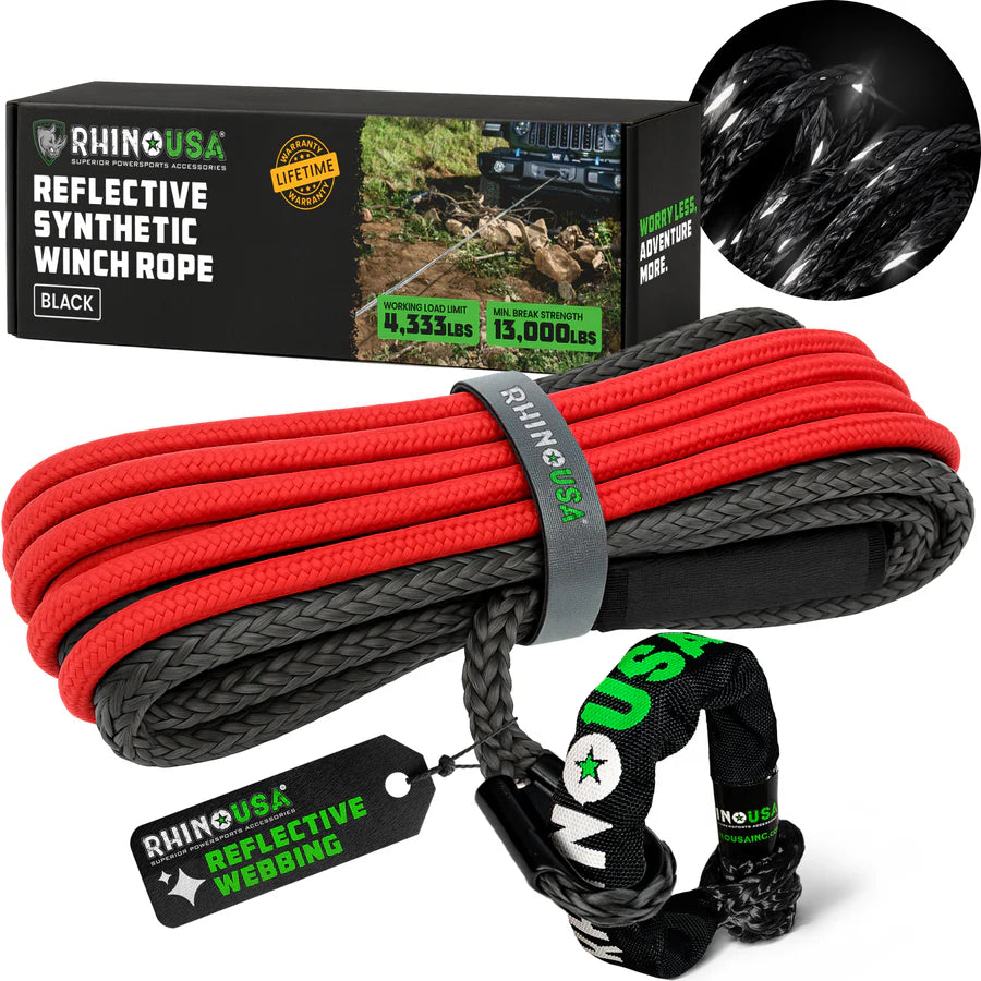 Rhino USA Reflective Synthetic Winch Rope