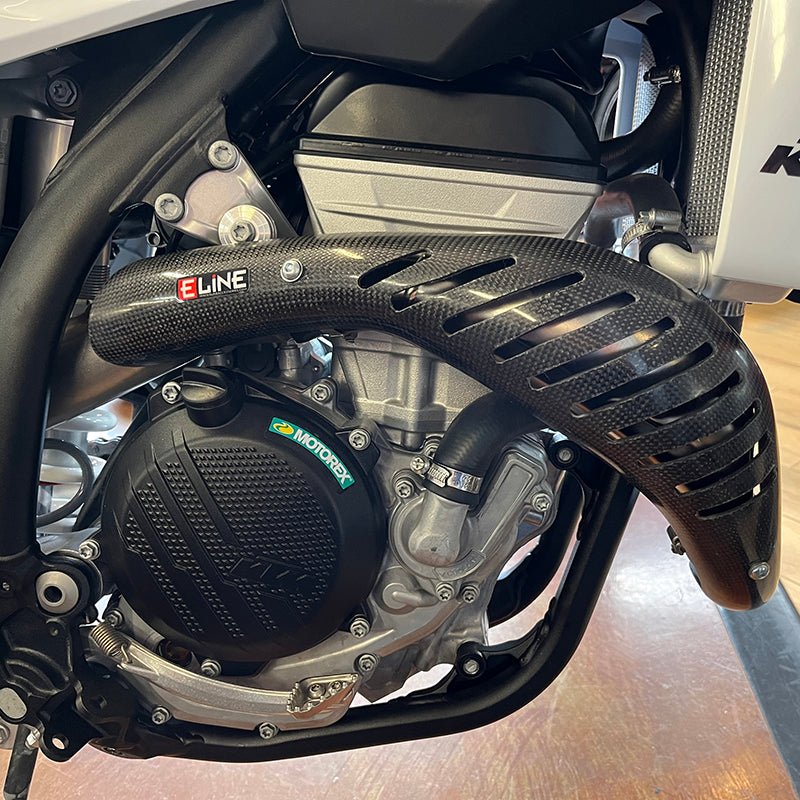 E - Line Carbon Fiber Heat Shield 2023 - UP KTM/HUS/GAS 250F Stock Header | MHS25023 - MojoMotoSport.com