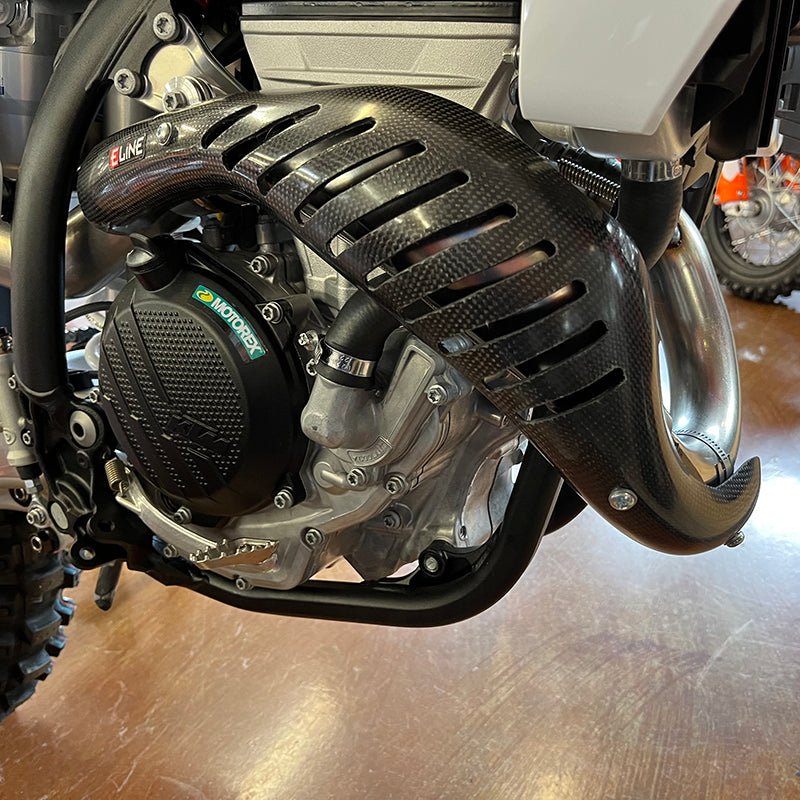 E - Line Carbon Fiber Heat Shield 2023 - UP KTM/HUS/GAS 250F Stock Header | MHS25023 - MojoMotoSport.com