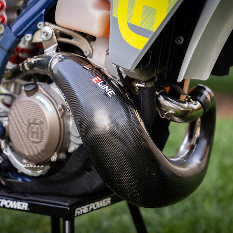 E Line Carbon Fiber Pipe Guard KTM/HUS/GAS 250/300 Pro Circuit Pipe (2023 - 24) | MPG25024PC - MojoMotoSport.com