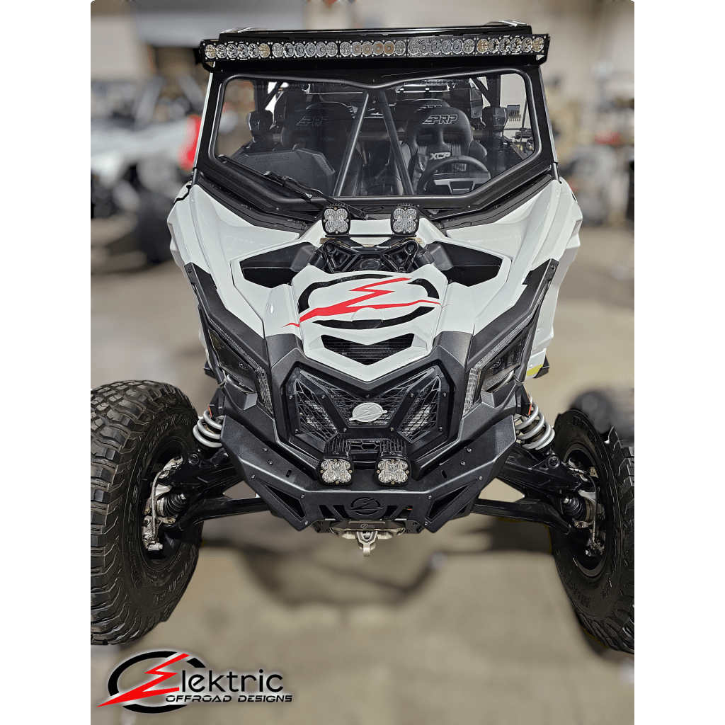 Elektric Offroad EOD 2017 to Current Can Am X3 Maverick Upper Shock Mount Brace with adjustable light mount bracket with Black finish - MojoMotoSport.com