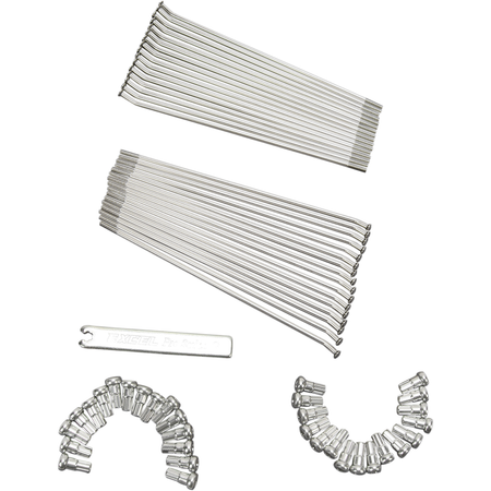Excel rear wheel spoke set with polished stainless steel spokes and spline-drive nipples