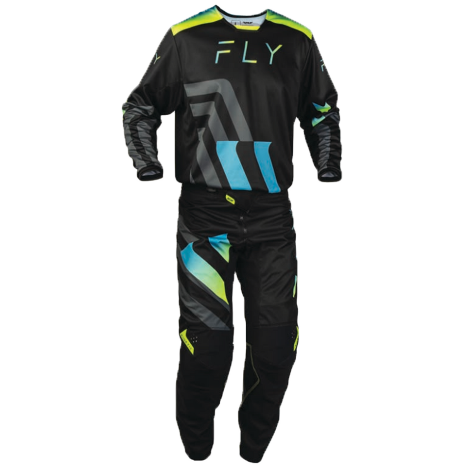 Fly Racing 2027 Kinetic Volt Gearset - Black/Grey/Teal/Yellow