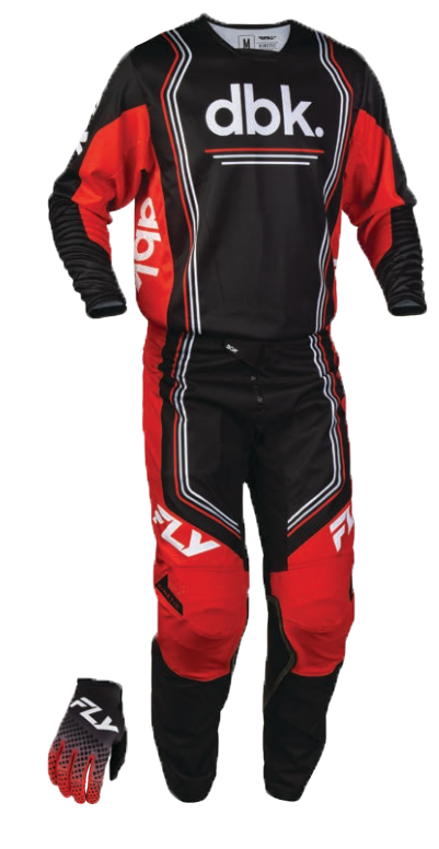Fly Racing 2027 Youth Kinetic DBK Gearset - Black/Red/White