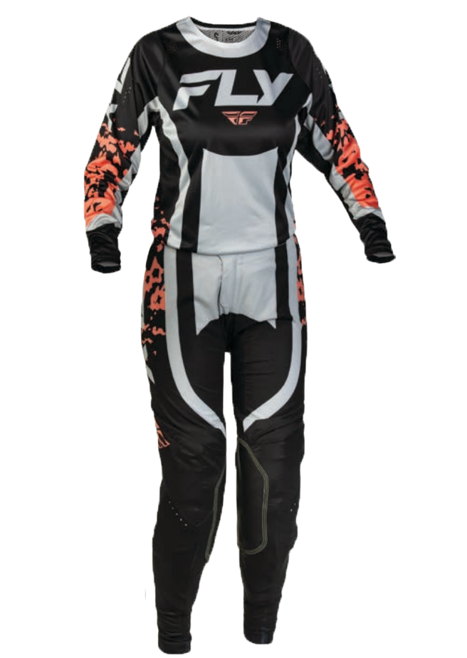 Fly Racing 2027 Women's Lite Flake Gearset - Black/Light Grey/Coral