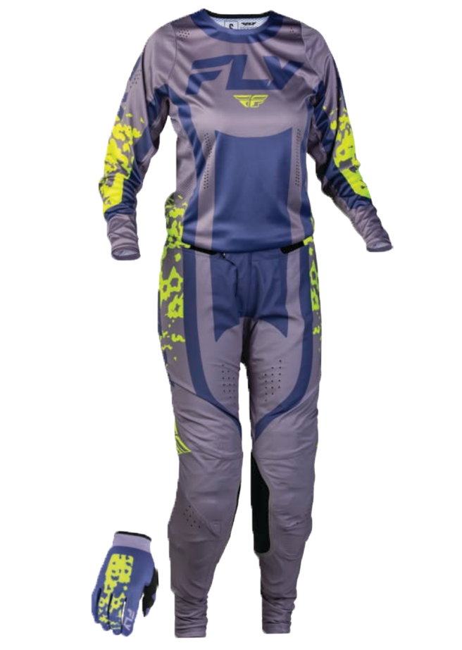 Fly Racing 2027 Women's Lite Flake Gearset - Lavendar/Blue/Yellow