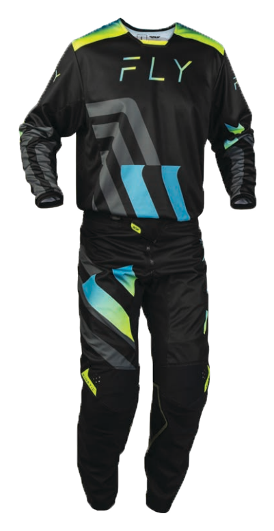 Fly Racing 2027 Kinetic Volt Gearset - Black/Grey/Teal/Yellow