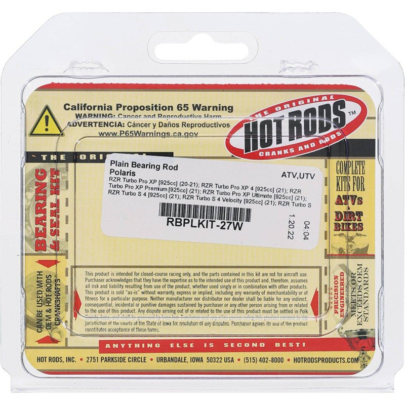 Hot Rods Plain Crankshaft Bearing | RBPLKIT - 27W - MojoMotoSport.com