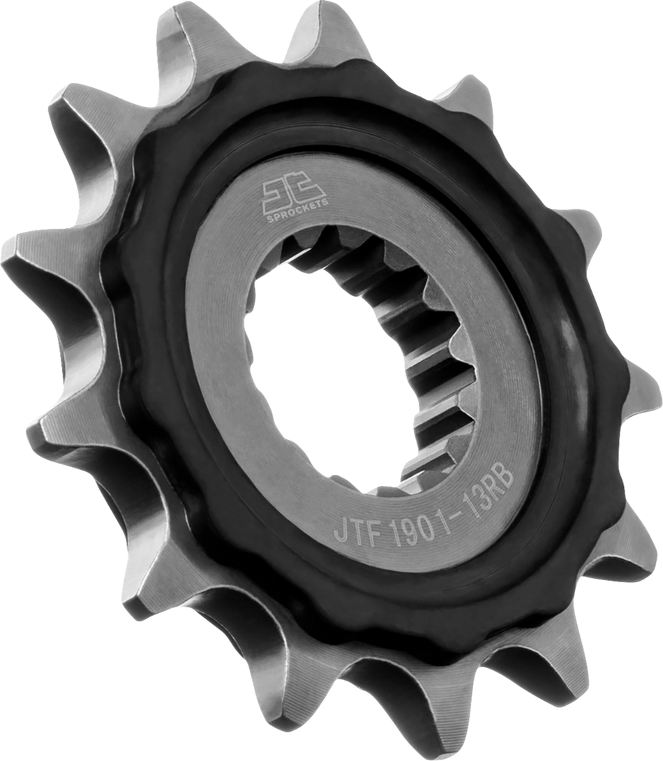 JT Sprockets rubber cushioned steel front sprocket with black finish