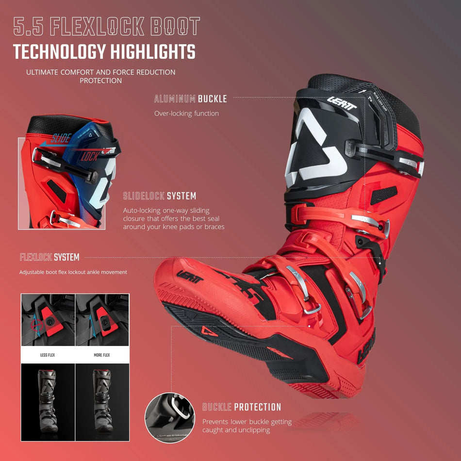 Leatt 5.5 Flexlock Boots V24 Cyan [Closeout] - MojoMotoSport.com