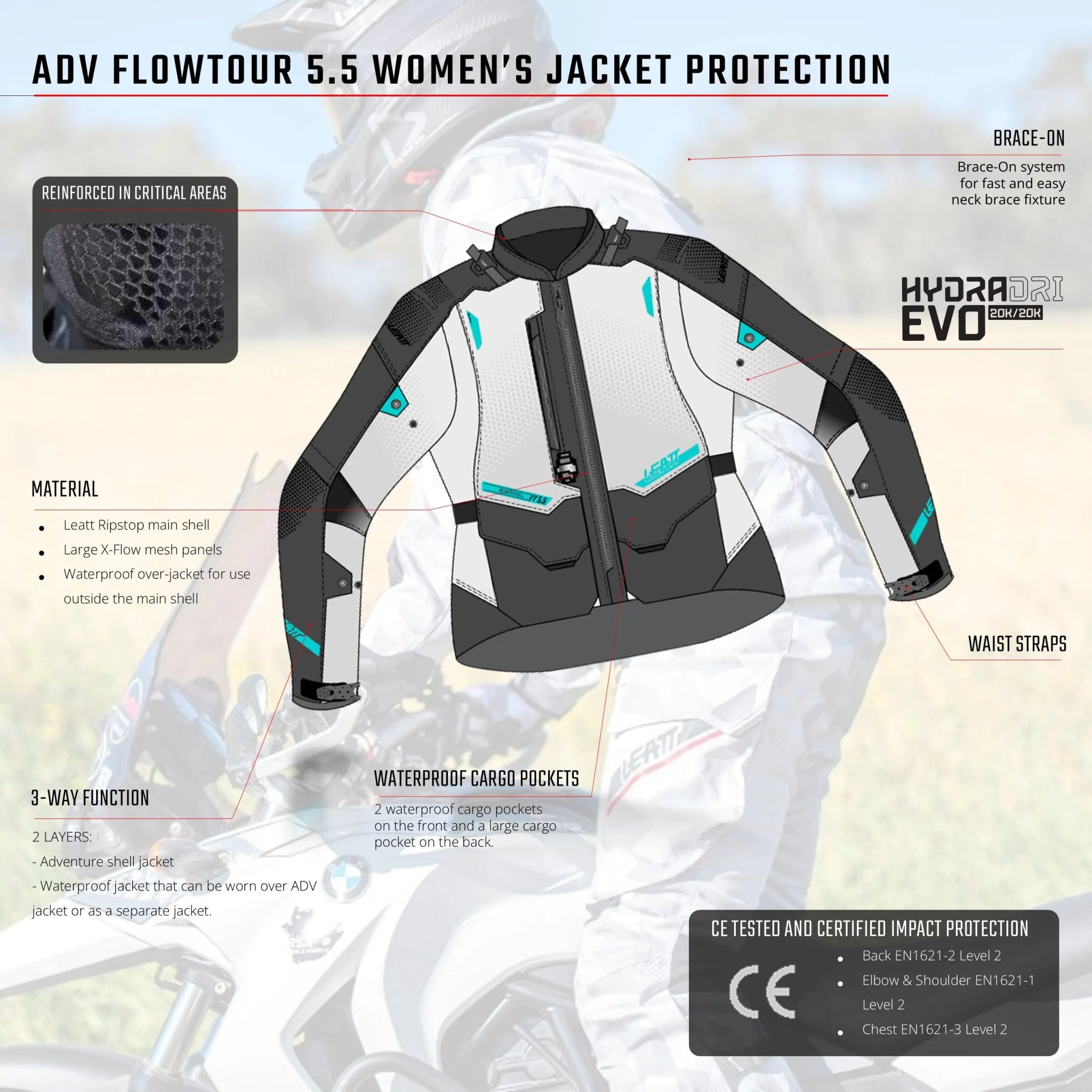 Leatt 5.5 Flowtour Women's ADV/Dualsport Jacket - MojoMotoSport.com