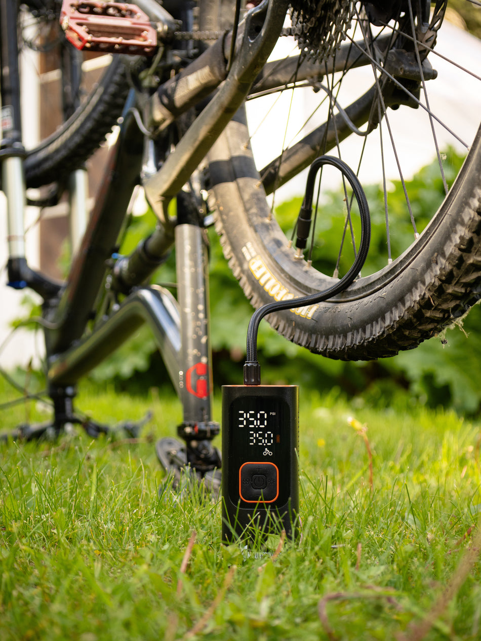 MOUNTAIN LAB Tirebank Max portable tire inflator for motorcycles, ATVs, and side-by-sides