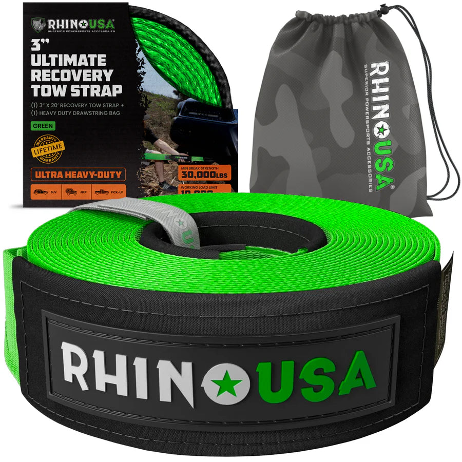 Rhino USA 3" x 20' Ultimate Recovery Tow Strap