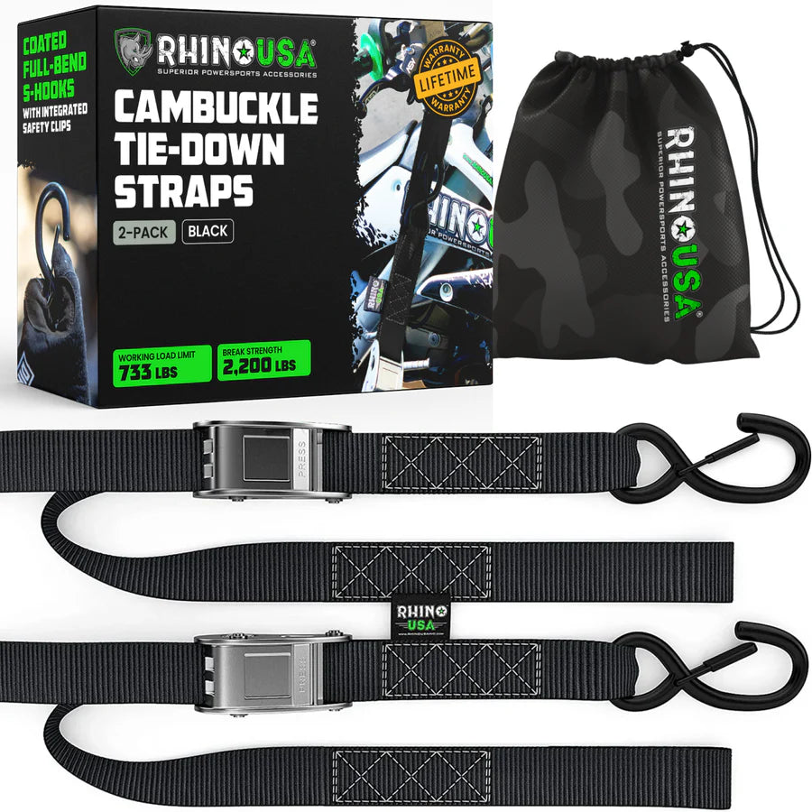 Rhino USA 1.5" x 8' Cambuckle Tie-Down Straps (2-Pack) | RNO-CAMSOFT