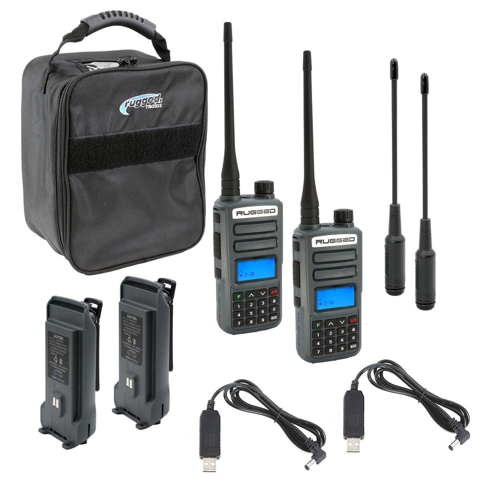 Rugged Radios GMR2 PLUS Adventure Pack - GMRS and FRS Two Way Handheld Radios w/ Accessories