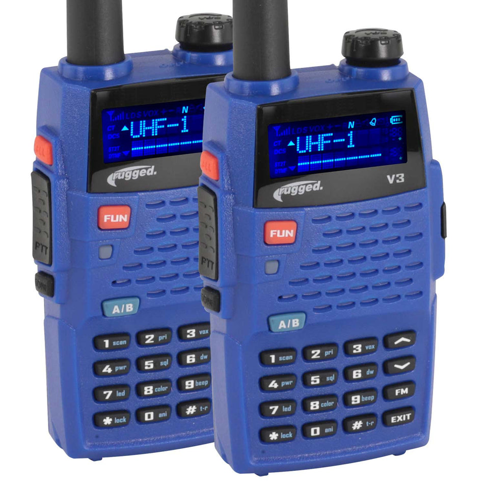 Rugged Radios 2 PACK - V3 - Business Band Two Way Handheld Radios - Analog Only