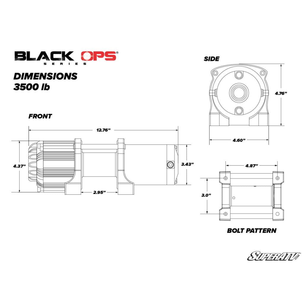 SuperATV 3500 Lb. Winch w/ Remote & Synthetic Rope - MojoMotoSport.com