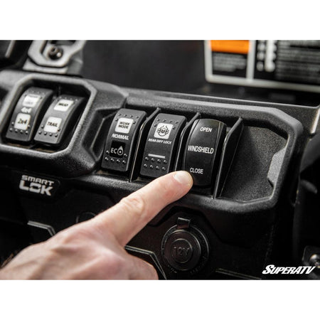 SuperATV Can - Am Defender MaxDrive Power Flip Windshield - MojoMotoSport.com