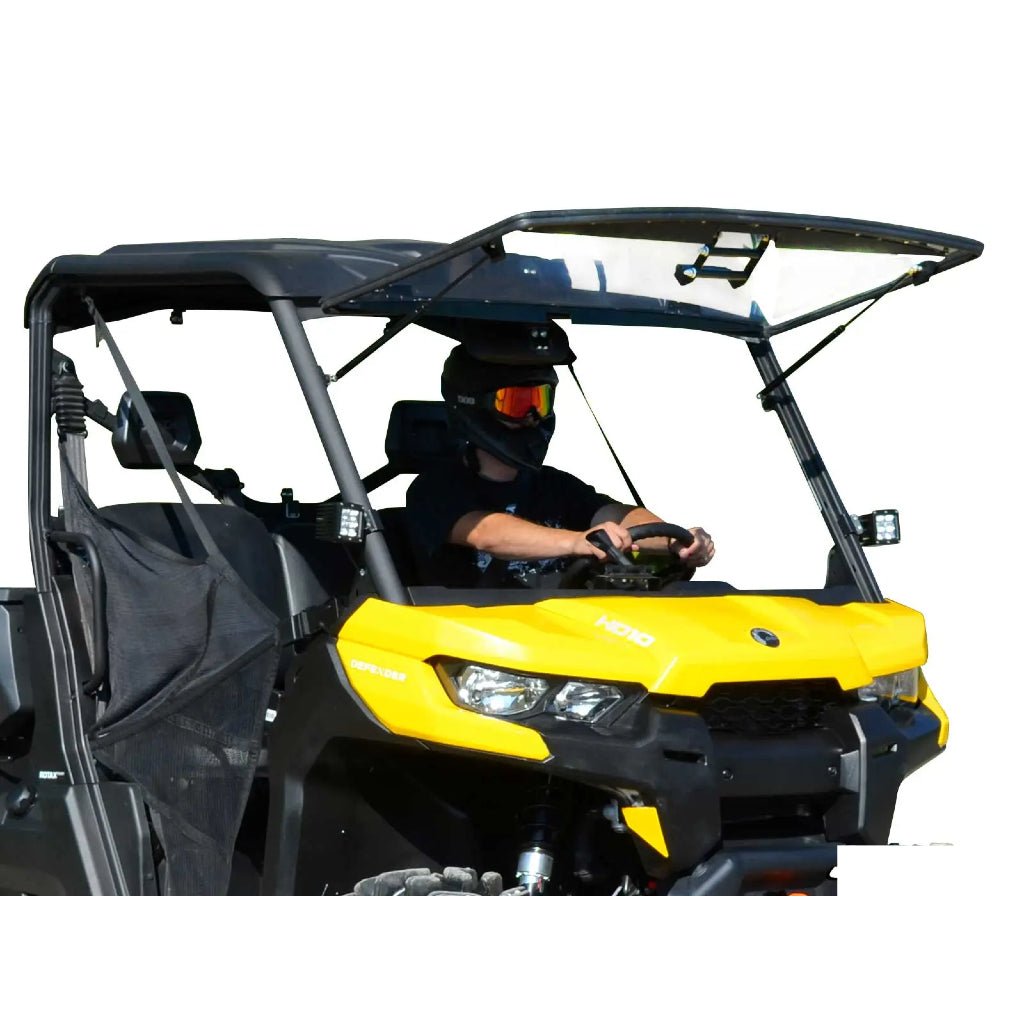 SuperATV Can - Am Defender Scratch - Resistant Flip Windshield - MojoMotoSport.com