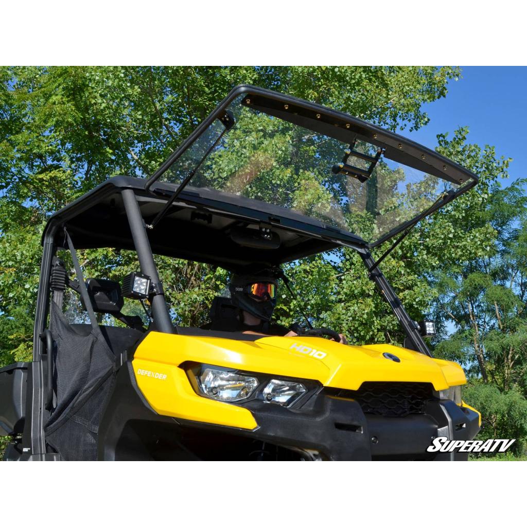 SuperATV Can - Am Defender Scratch - Resistant Flip Windshield - MojoMotoSport.com