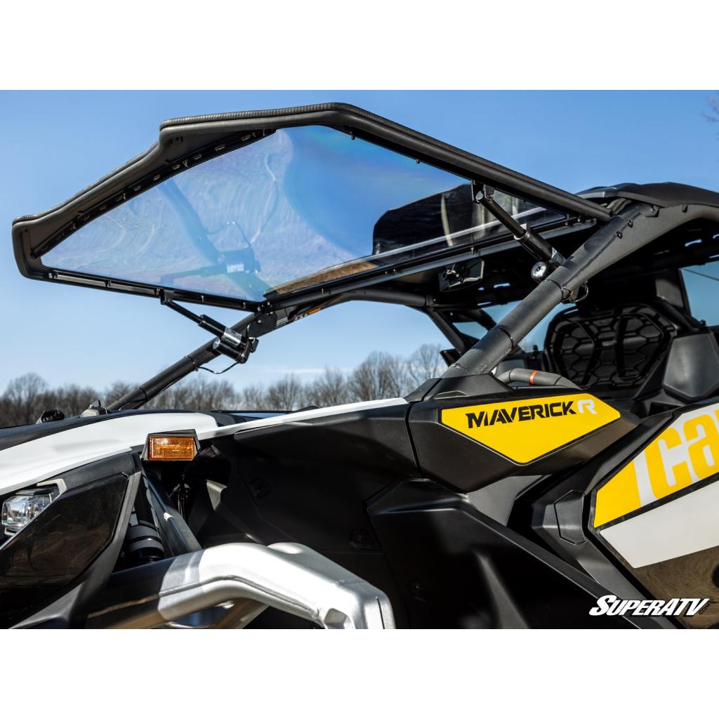 SuperATV Can - Am Maverick R MaxDrive Power Flip Windshield - MojoMotoSport.com