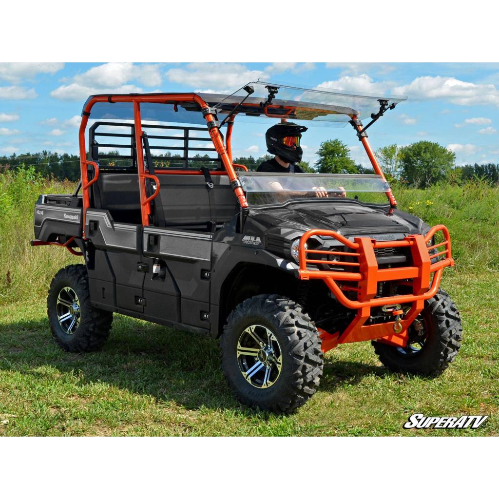 SuperATV Kawasaki Mule Pro Scratch - Resistant Flip Windshield - MojoMotoSport.com