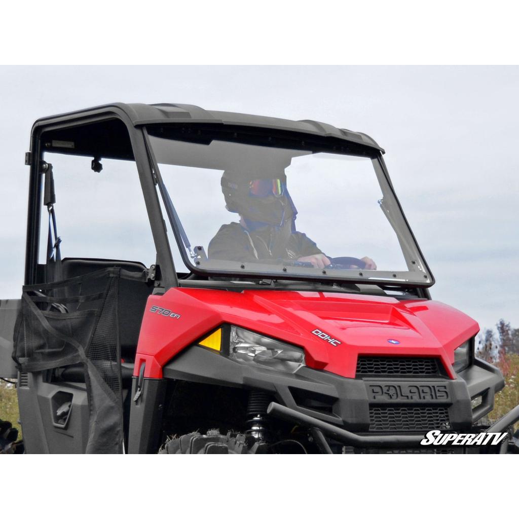 SuperATV Polaris Ranger Midsize Scratch Resistant Flip Windshield - MojoMotoSport.com