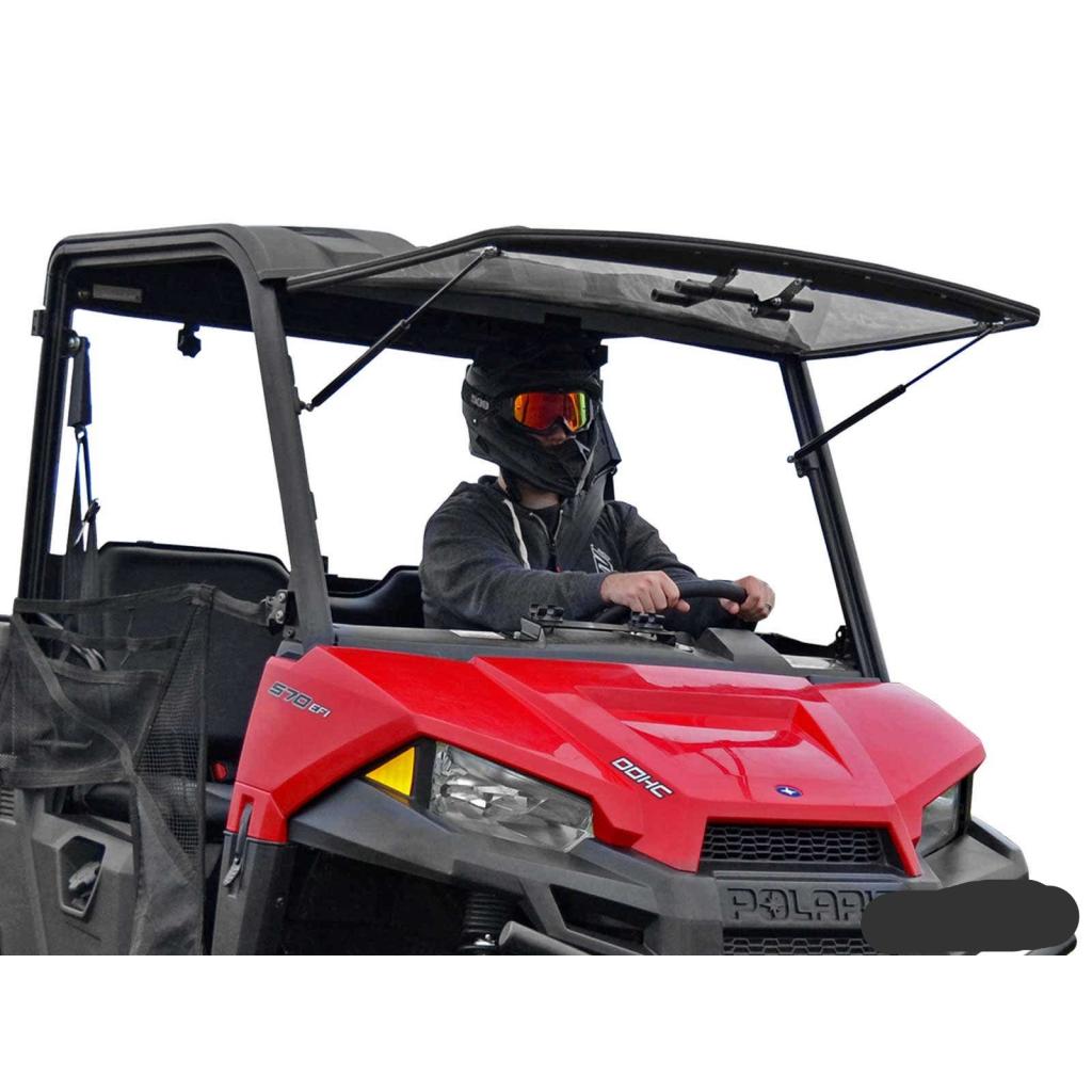 SuperATV Polaris Ranger Midsize Scratch Resistant Flip Windshield - MojoMotoSport.com