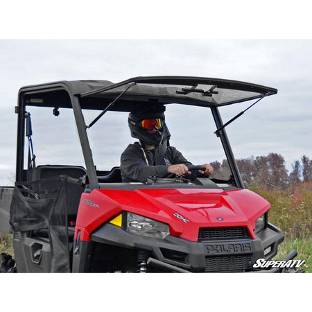 SuperATV Polaris Ranger Midsize Scratch Resistant Flip Windshield - MojoMotoSport.com