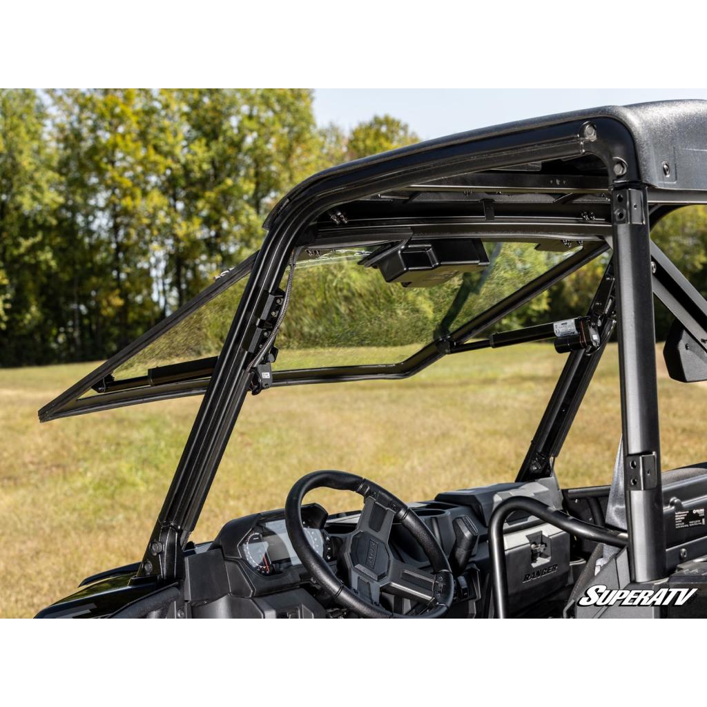 SuperATV Polaris Ranger XP 570 MaxDrive Power Flip Glass Windshield - MojoMotoSport.com