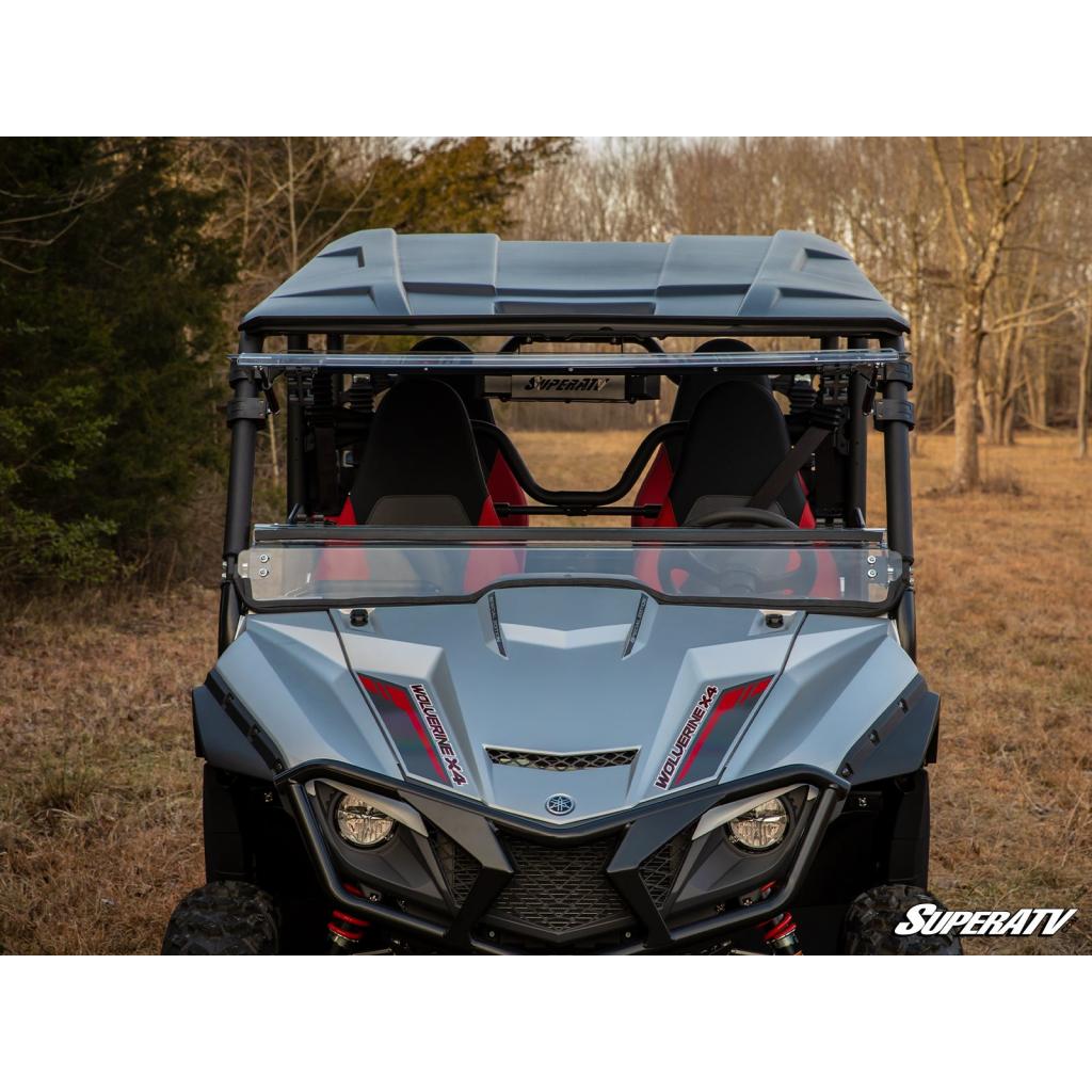 SuperATV Yamaha Wolverine X4 850 Scratch - Resistant Flip Windshield - MojoMotoSport.com
