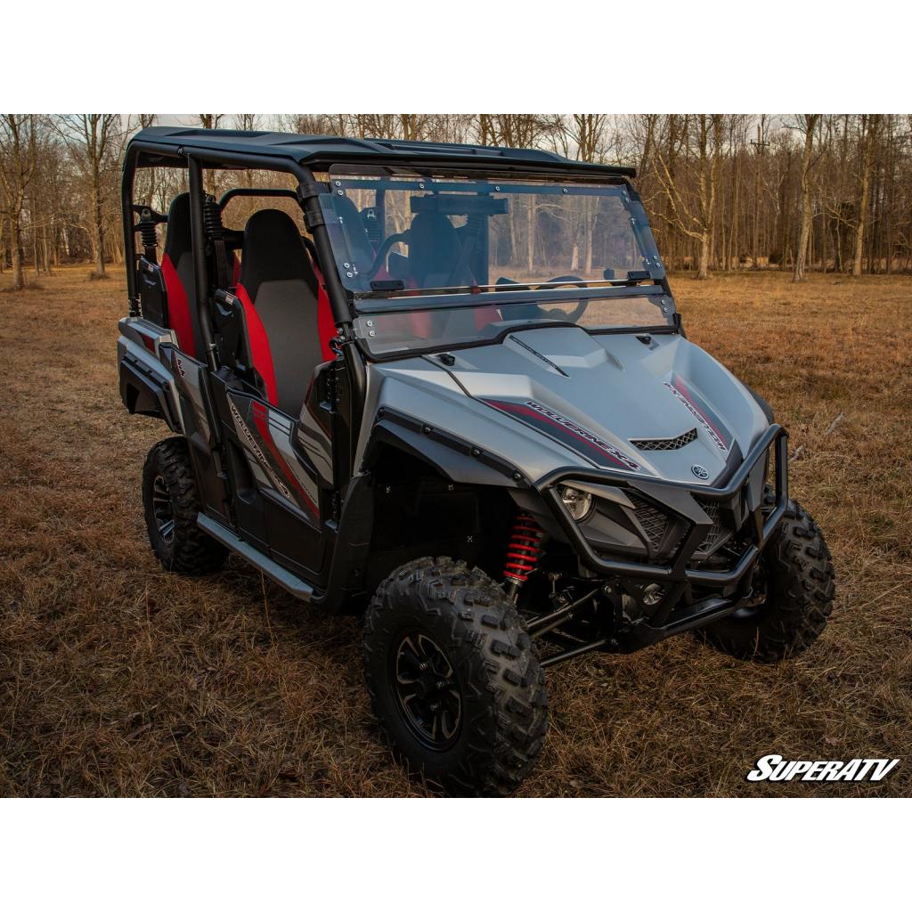 SuperATV Yamaha Wolverine X4 850 Scratch - Resistant Flip Windshield - MojoMotoSport.com