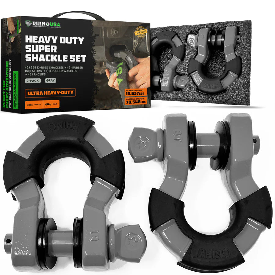 Rhino USA 8-Ton Super Shackles w/ Isolators | SUPERSHACK