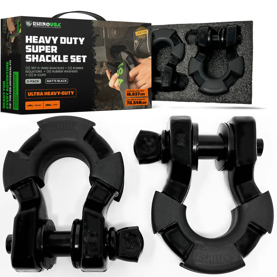 Rhino USA 8-Ton Super Shackles w/ Isolators | SUPERSHACK