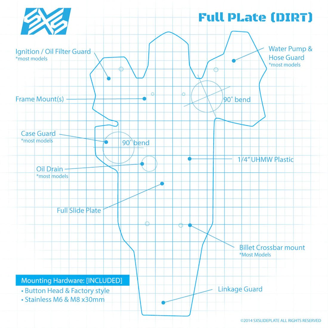 SXS Full Coverage Slide Plate 2024 - UP KTM 250 - 500 XCF - W (PDS) | D126 - MojoMotoSport.com
