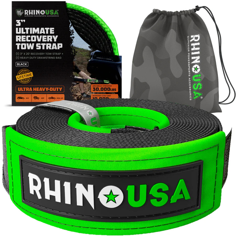 Rhino USA 3" x 20' Ultimate Recovery Tow Strap